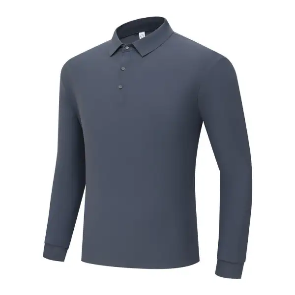 Men's Snap-Button Long-Sleeve Polo Shirt