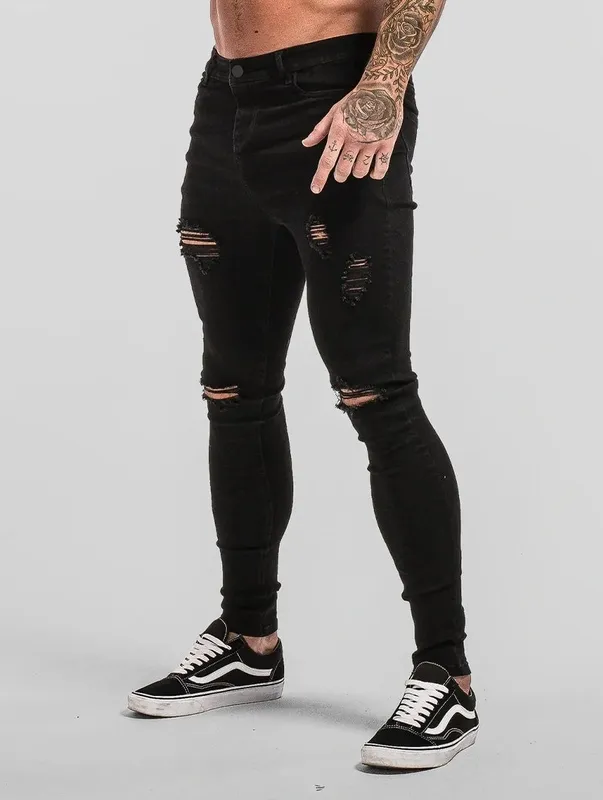 Ripped Black Distressed Denim Jeans