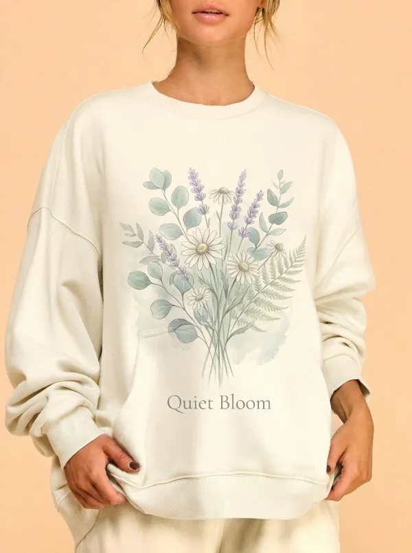 Women's Floral Nature Lover Quiet Bloom Printed Sweatshirt