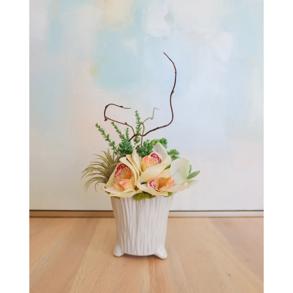 Wood-Look Orchid Succulent Pot