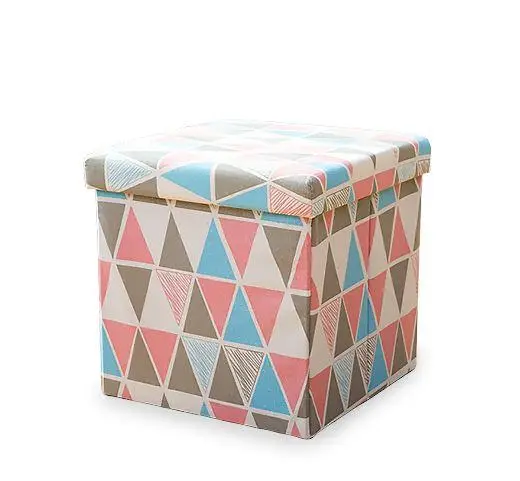 Modern Lidded Fabric Linen Ottoman Laundry Hamper
