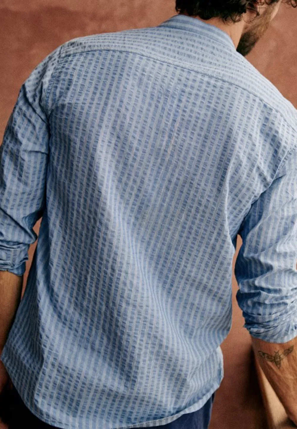 Yellow Seersucker Textured Long Sleeve Shirt