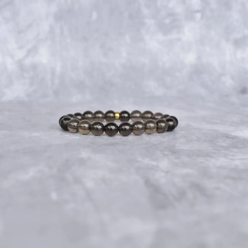 Minimal Smoky Quartz Bead Bracelet