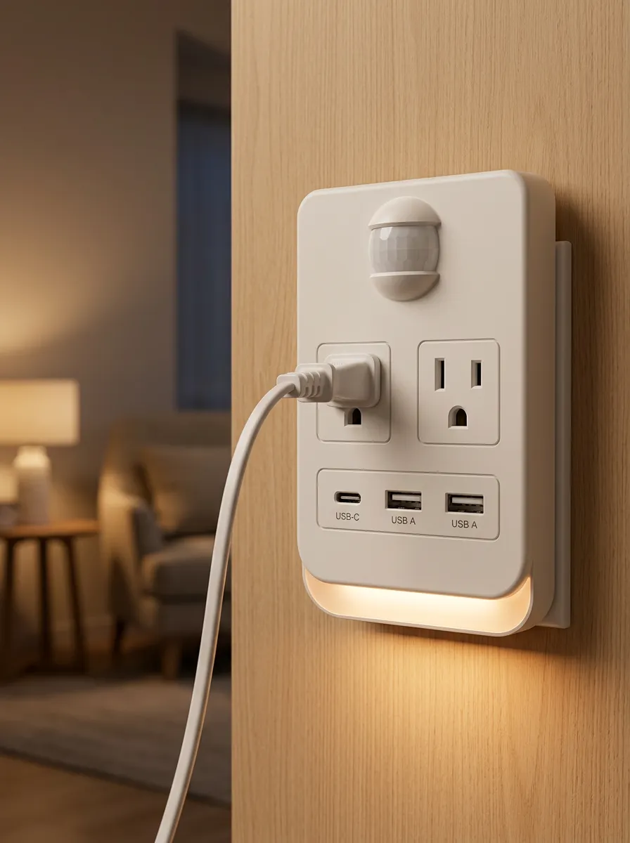 Low-Profile Motion Sensor USB Charging Printed LED Outlet Cover