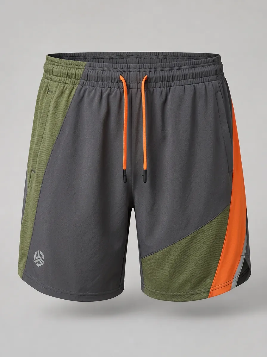 Men's Athletic Colorblock Mesh Printed Shorts