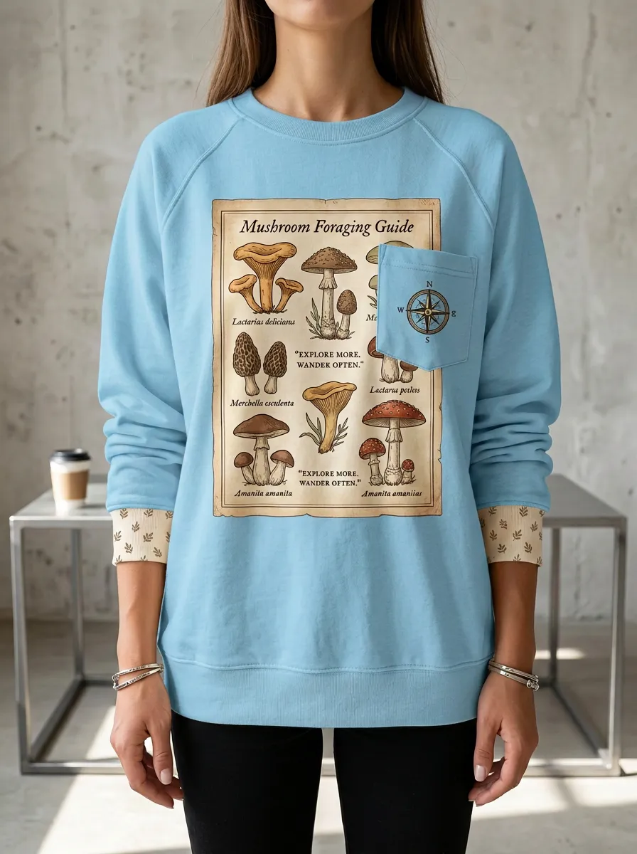 Mushroom Foraging Guide Compass Sweatshirt