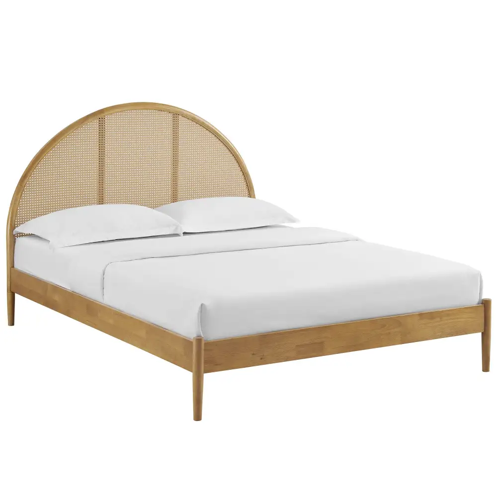 Arched Rattan Cane Platform Bed