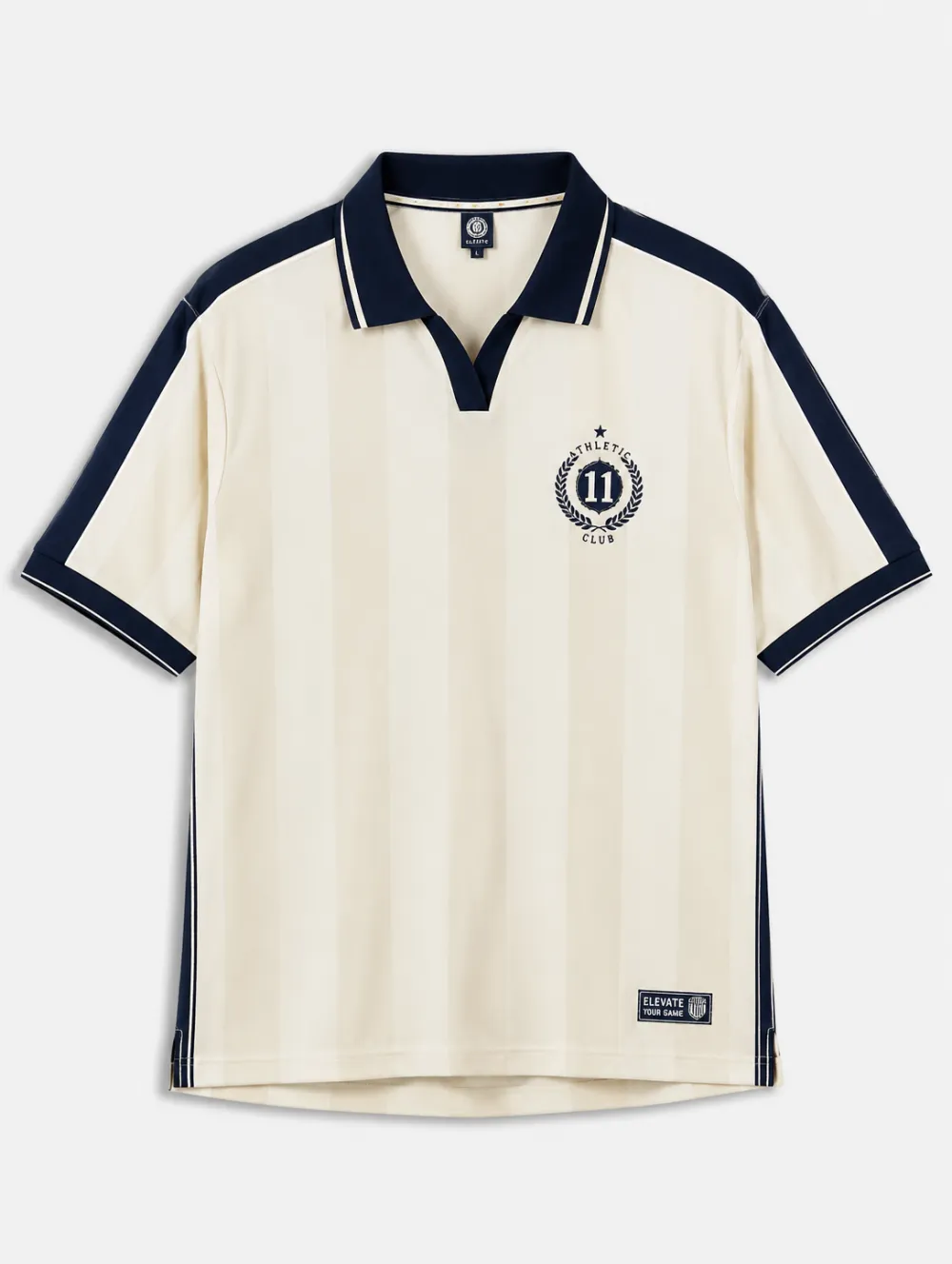 Men's Athletic Club 11 Emblem Striped Printed Polo Shirt