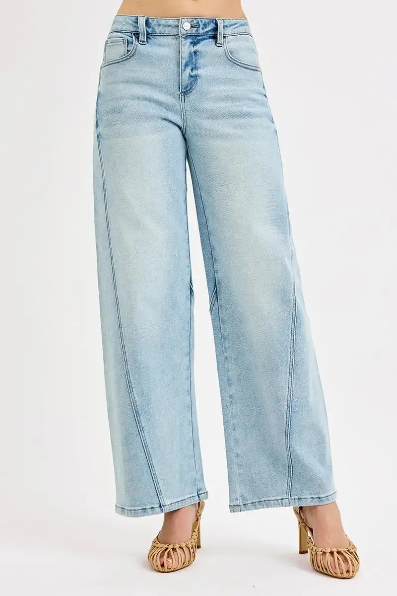Full Size Mid Rise Fit Barrel Jeans Plus Size