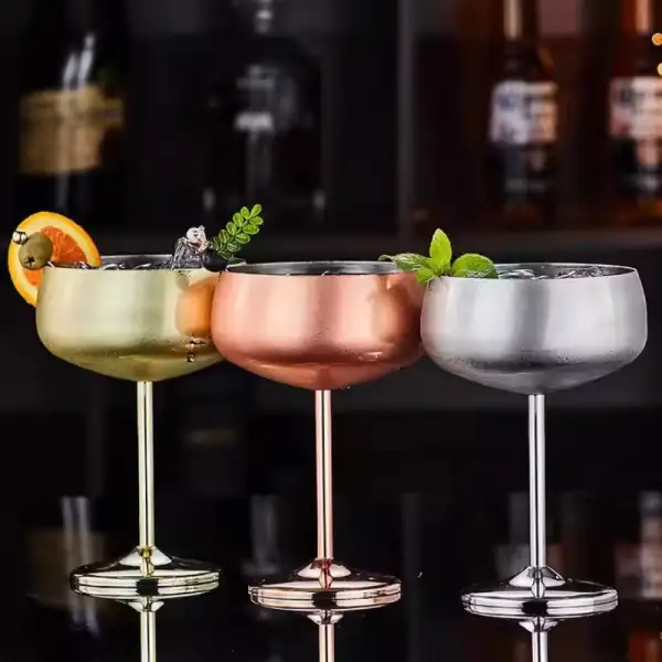 Stainless Steel Stemmed Cocktail Glasses