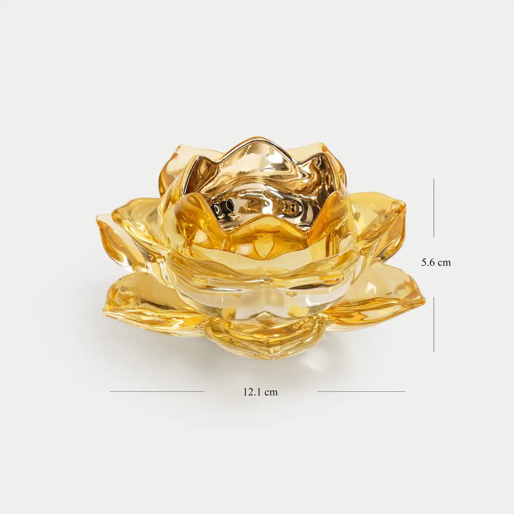 Light Amber Lotus Glass Tealight Holder
