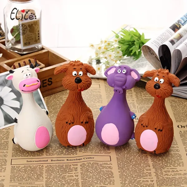 4 Pcs Squeaky Animal Dog Chew Toys