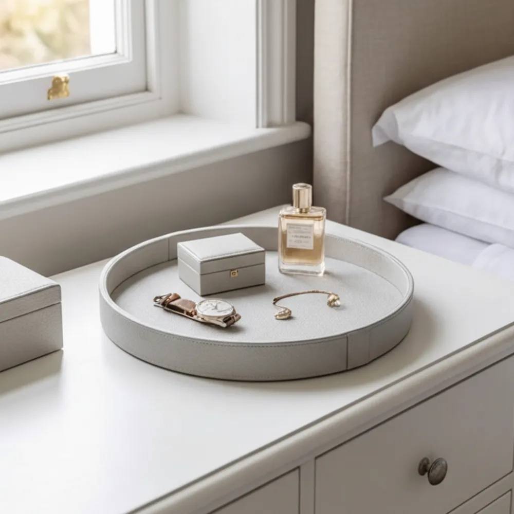 Calfskin Leather Round Tray
