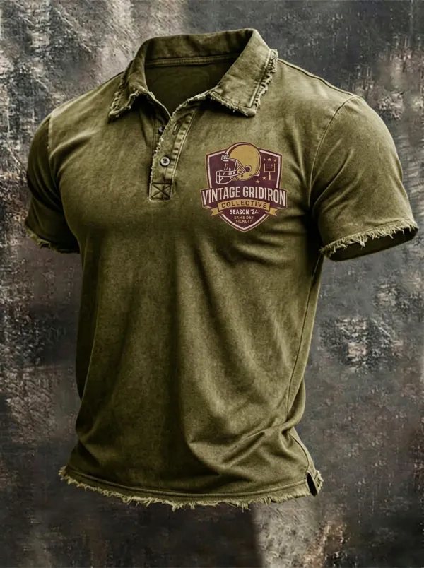 Football Lover Vintage Gridiron Graphic Polo Shirt