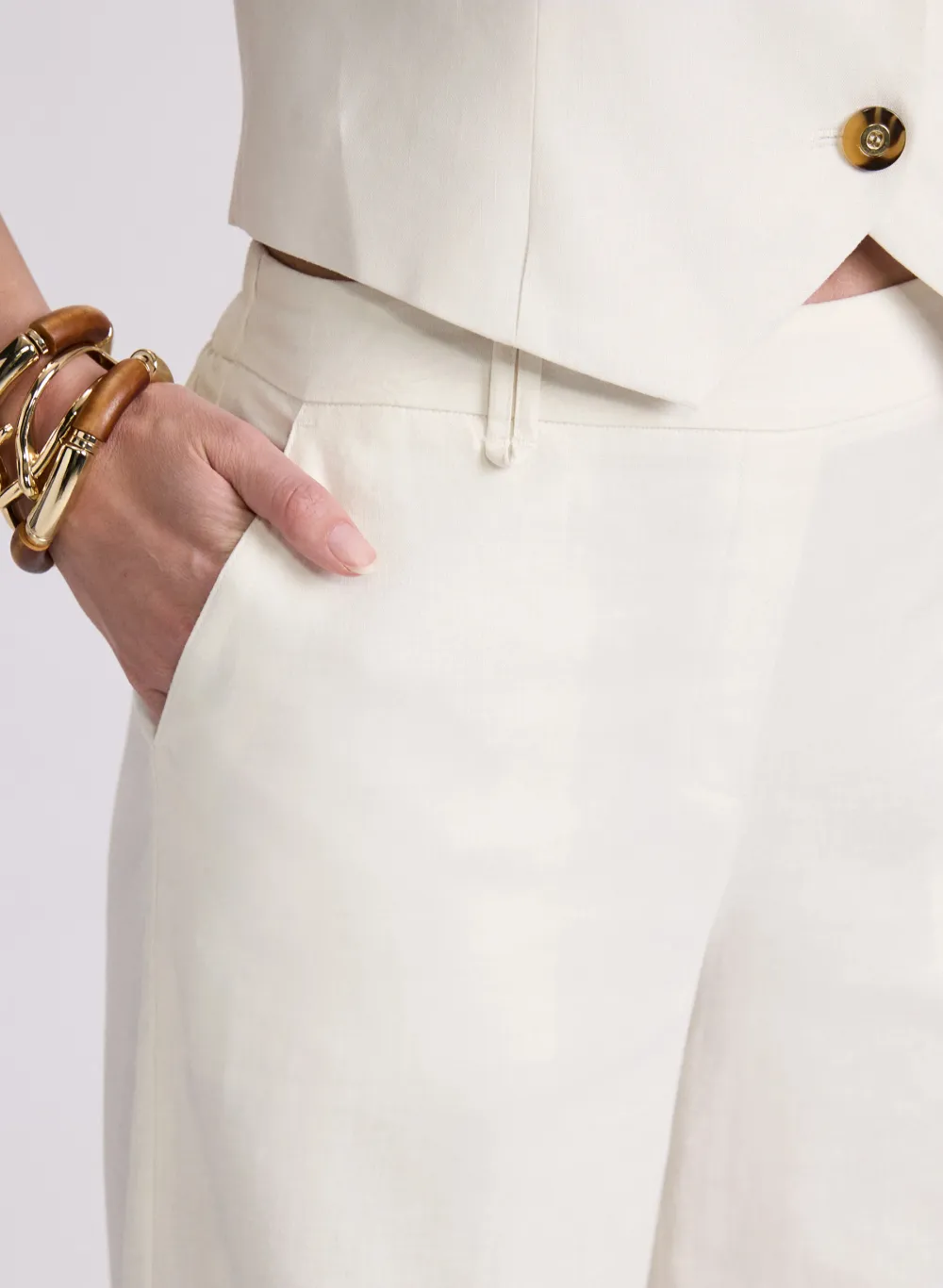 Solid Color Buttoned Pants