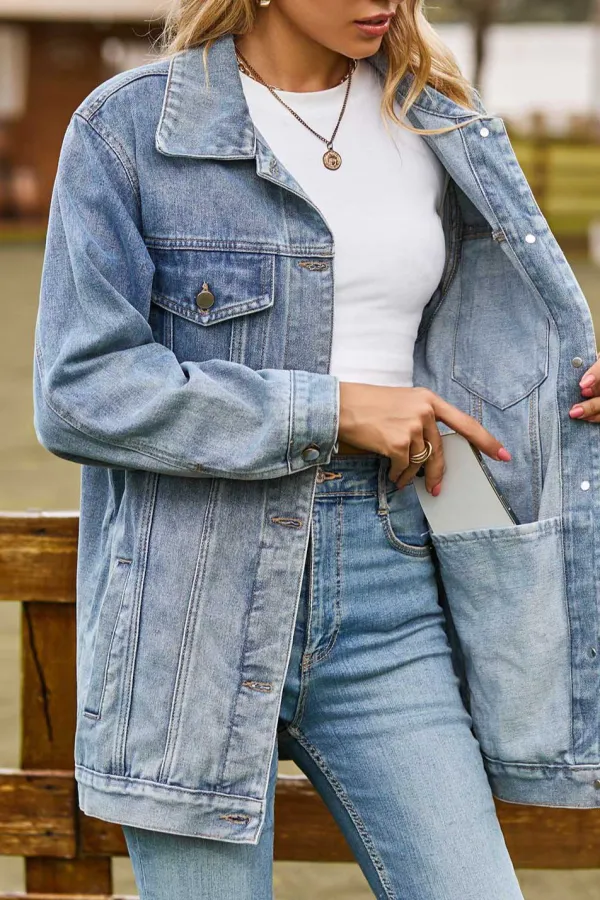 Leopard-Print Denim Textured Jacket