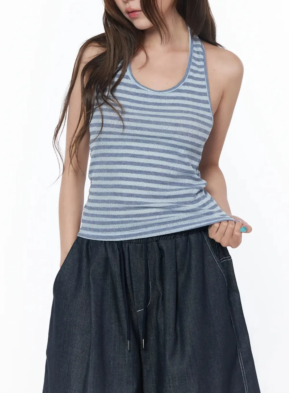 Casual Striped Halter Tank Top