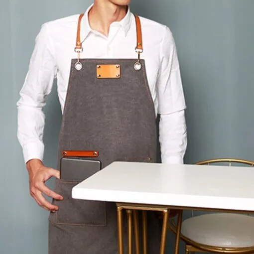 Everyday Canvas Leather Strap Crossback Kitchen Work Apron