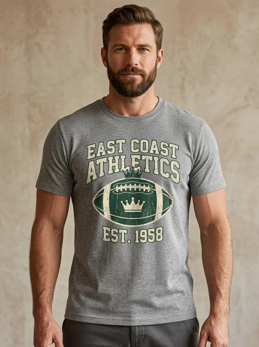Men's East Coast Athletics Football Crown Printed T-shirt