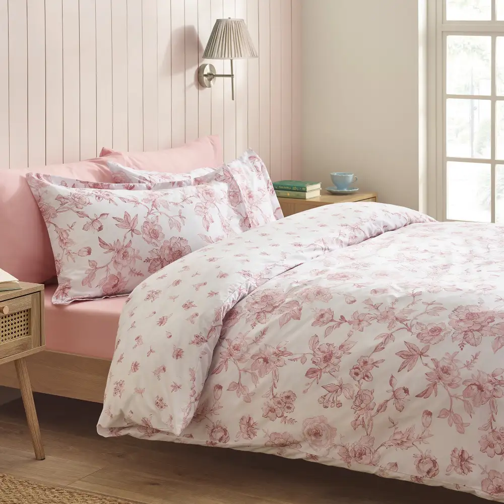 Relaxed Bedroom Reversible Floral Linen Duvet Cover Set