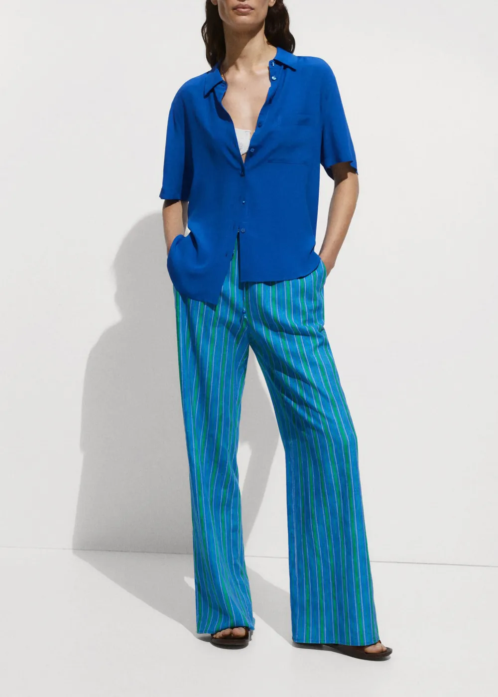 Stripe-Print Straight Pants