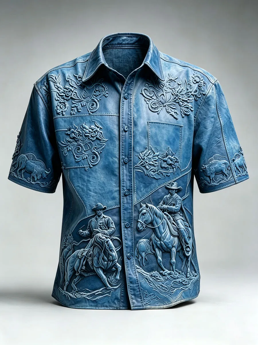 Men'S Western-Style Printed Shirt