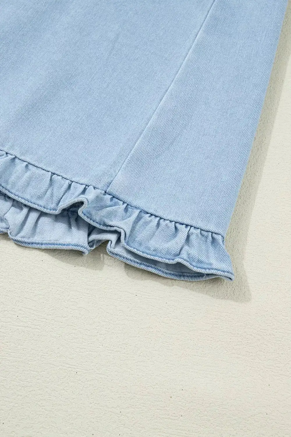 Denim Pocketed Ruffle Dress Casual