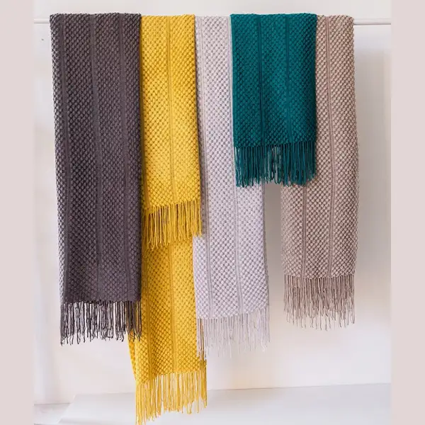Textured Waffle Knit Throw Blanket