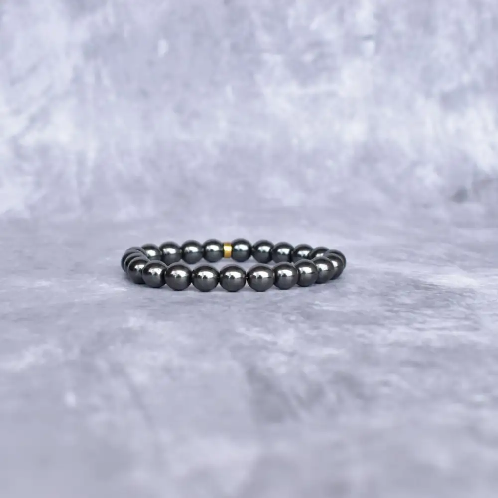 Minimal Hematite Bead Bracelet