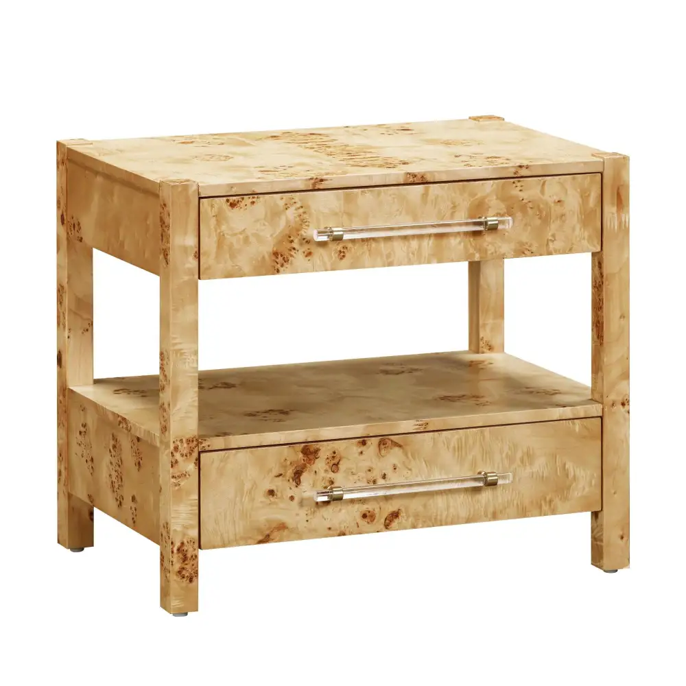 Storage Extendable Acacia Burl Burlwood Nightstand