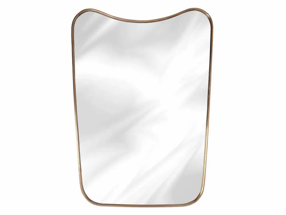 Curved Brass Frame Wall Mirror