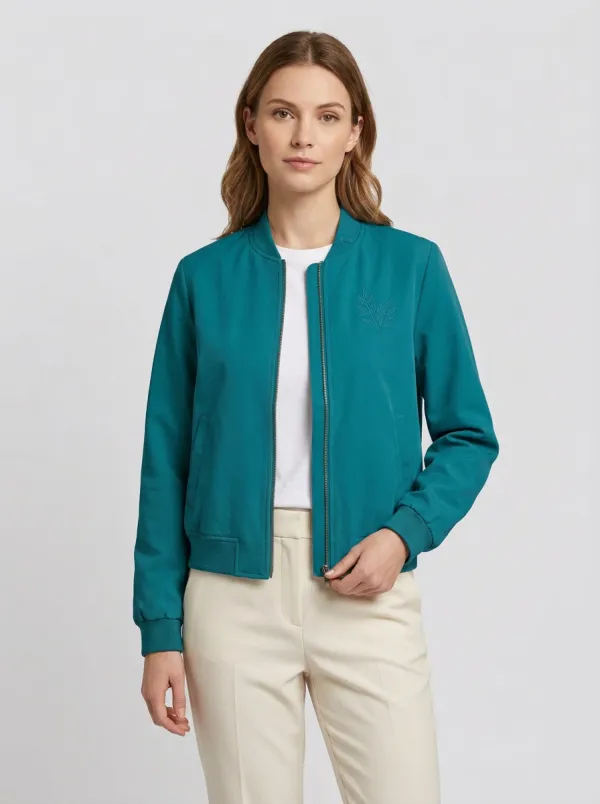 Women's Hudson Botanical Leaf Pattern Bomber Jacket
