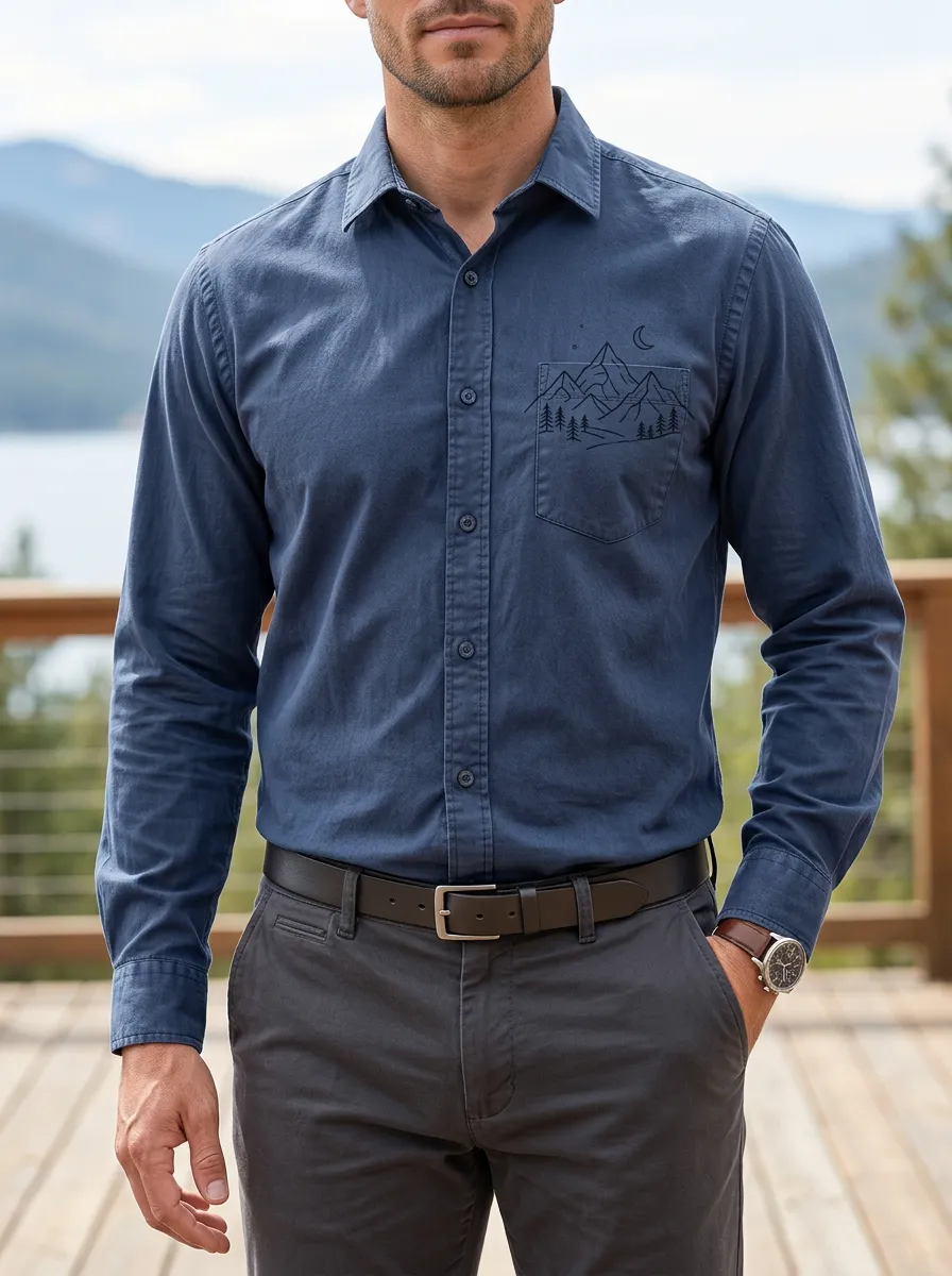 Men's Outdoor Nature Lover Mountain Forest Printed Shirt
