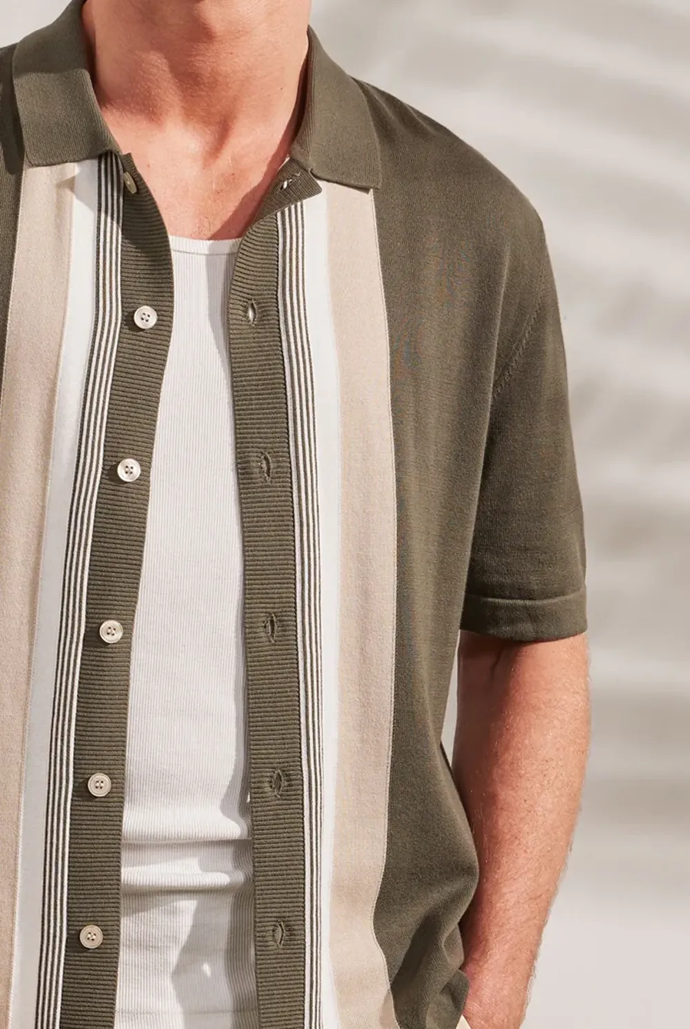 Minimalist Paneled Short Sleeve Linen Shirt