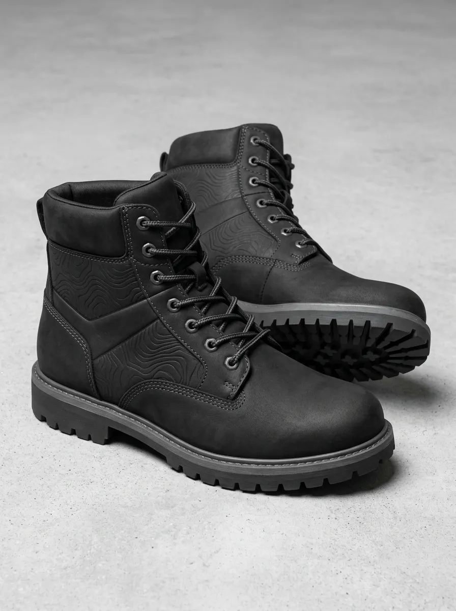 Unisex Outdoor Explorer Topographic Pattern Print Work Boots