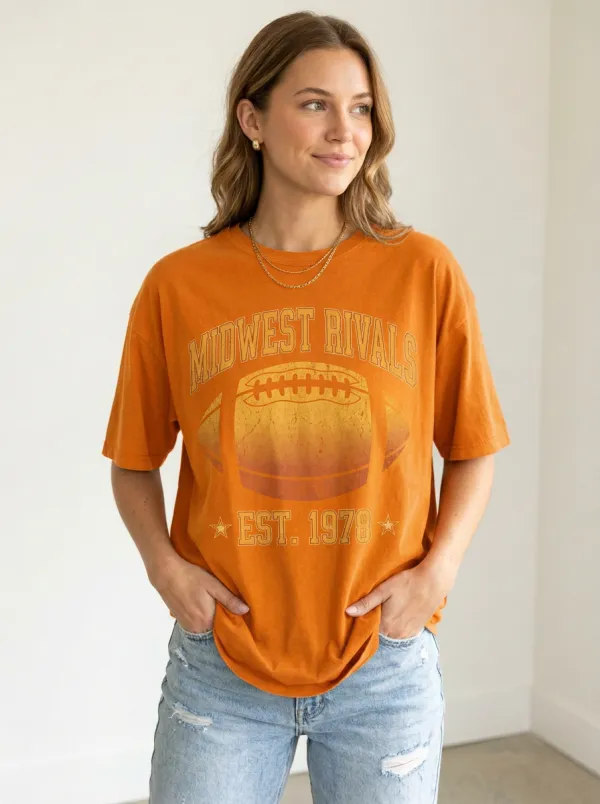Women's Midwest Rivals Football 1978 Vintage Printed T-shirt