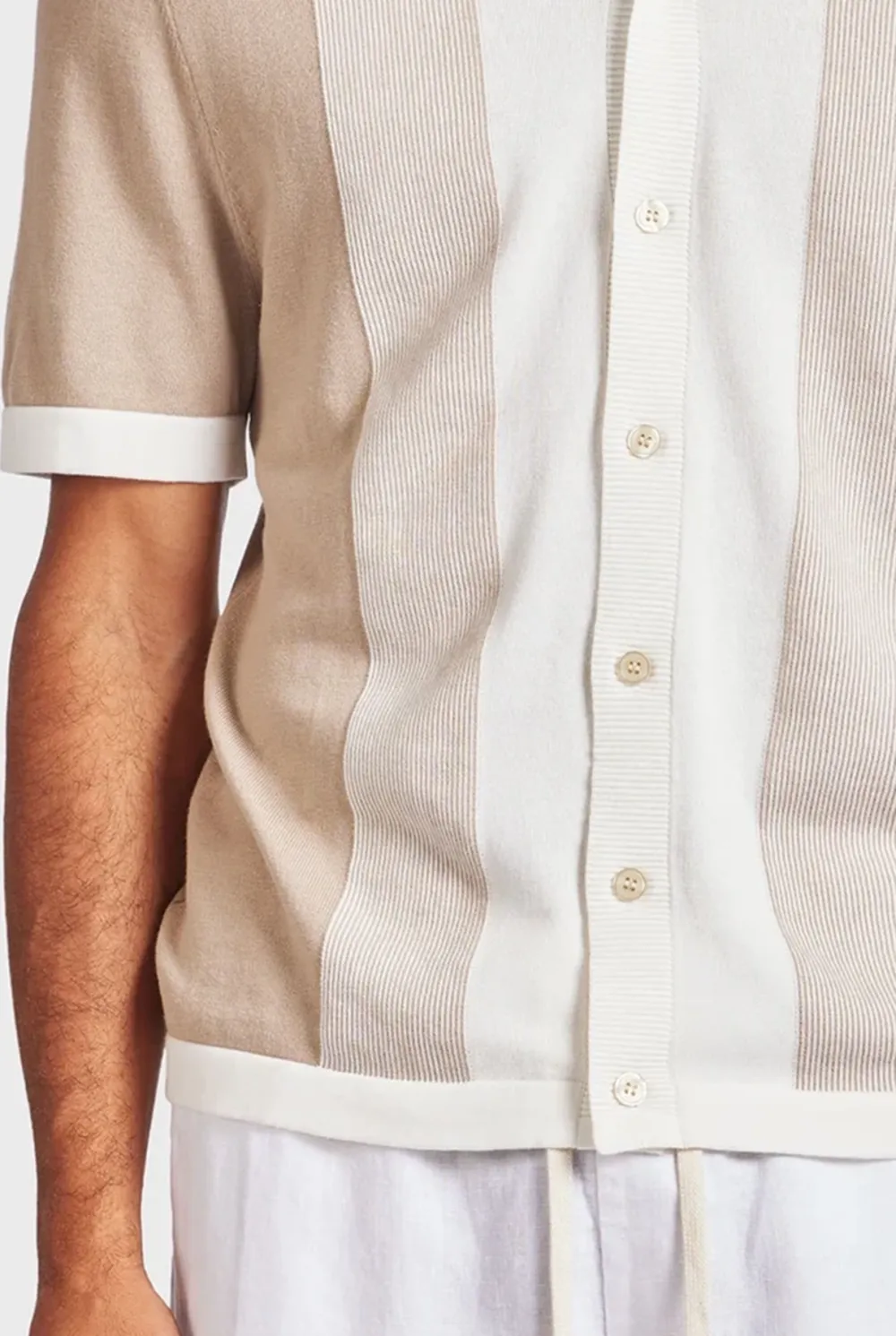 Stripe Knit SS Shirt-Oatmeal