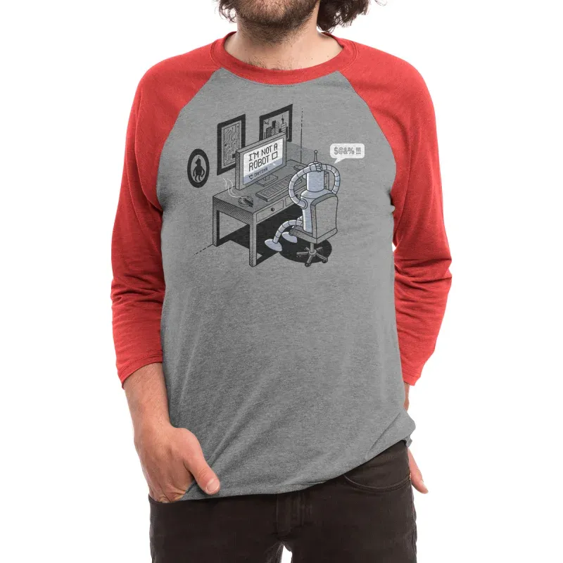 Men's Cartoon Robot Graffiti Round-Neck Long-Sleeve T-Shirt