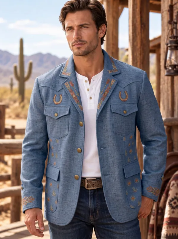 Western Trail Horseshoe Horse Canyon Style Men's Western Jacket