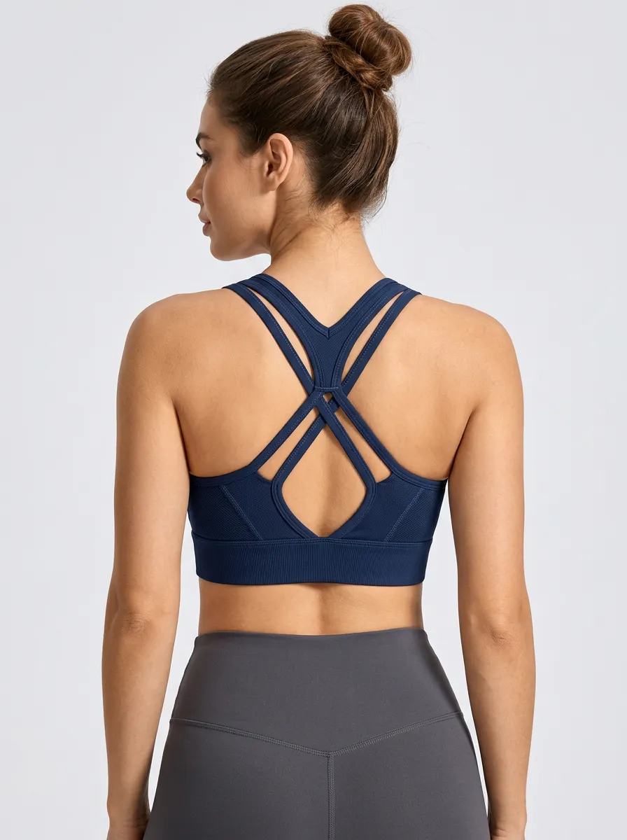 Women's Printed Strappy Cross Strap Yoga Bra