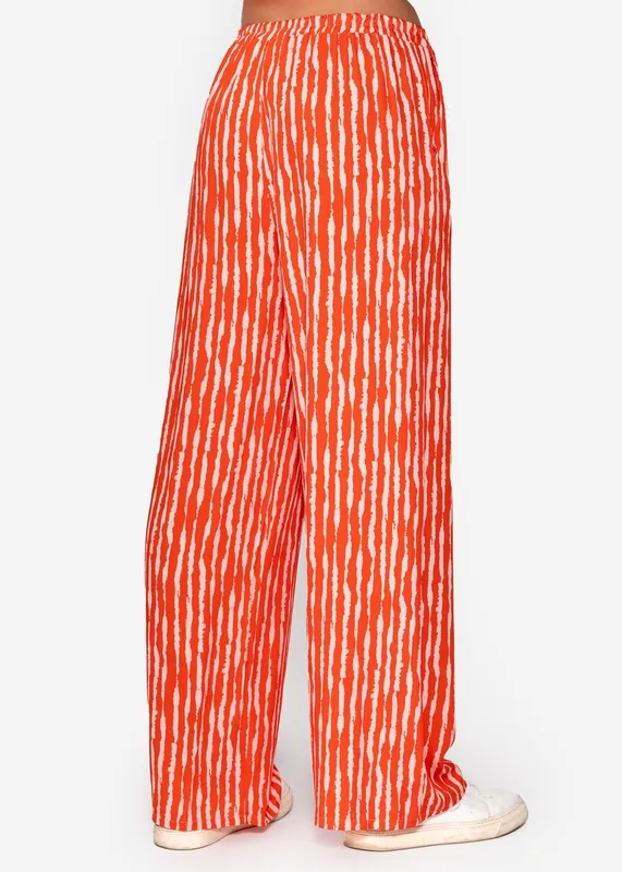 Orange Satin Striped Pants