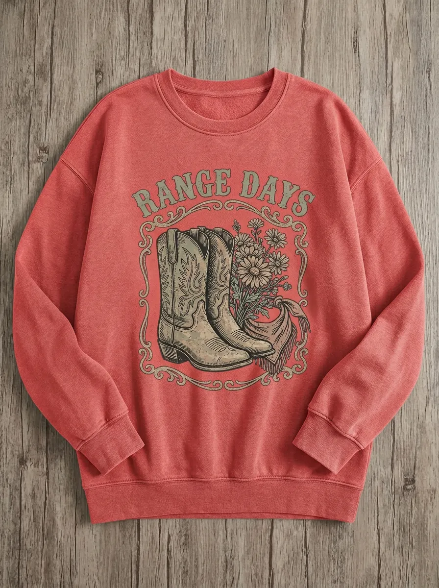 Everyday Floral Women's Western Crew Neck Sweatshirt