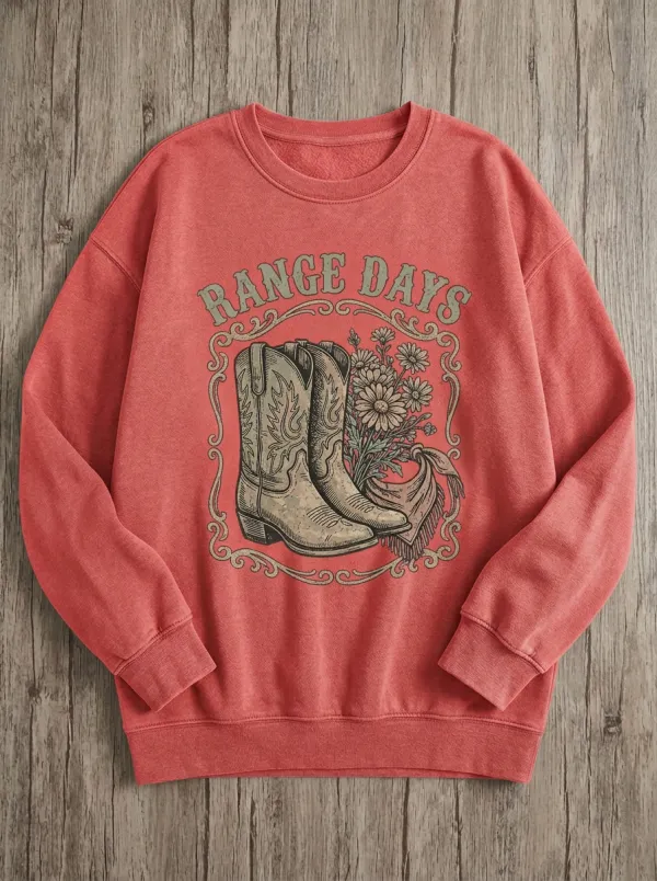 Everyday Floral Women's Western Crew Neck Sweatshirt