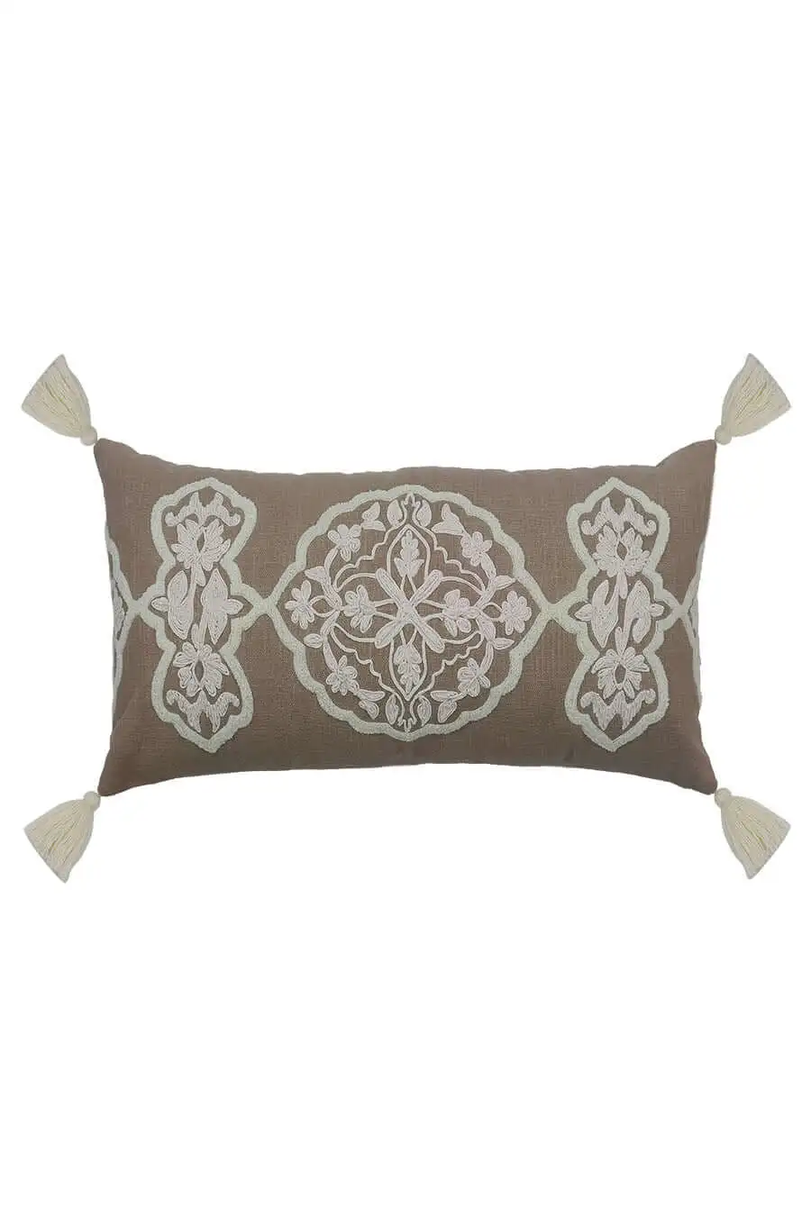 Artisan Detail Embroidered Cotton Lumbar Decorative Cushion Cover