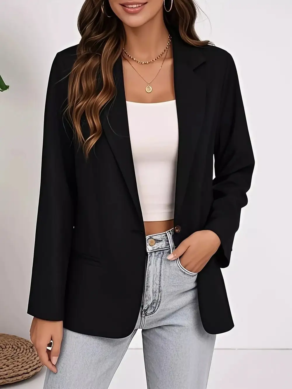 Plus Size Lapel Collar Single-Button