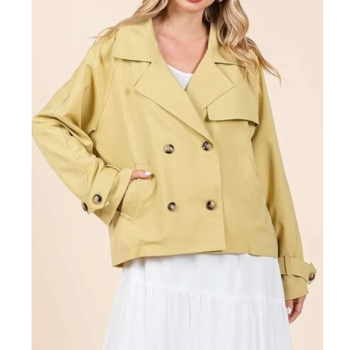 Double Breasted Long Sleeve Trench Coat Jacket