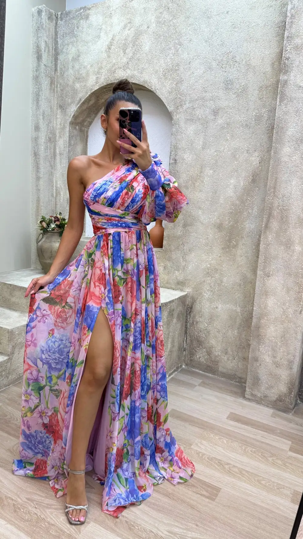 Elegant Floral Slit Maxi Dress