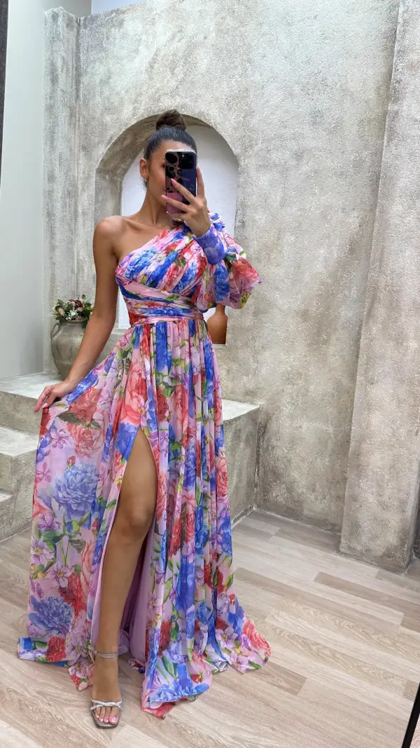 Elegant Floral Slit Maxi Dress