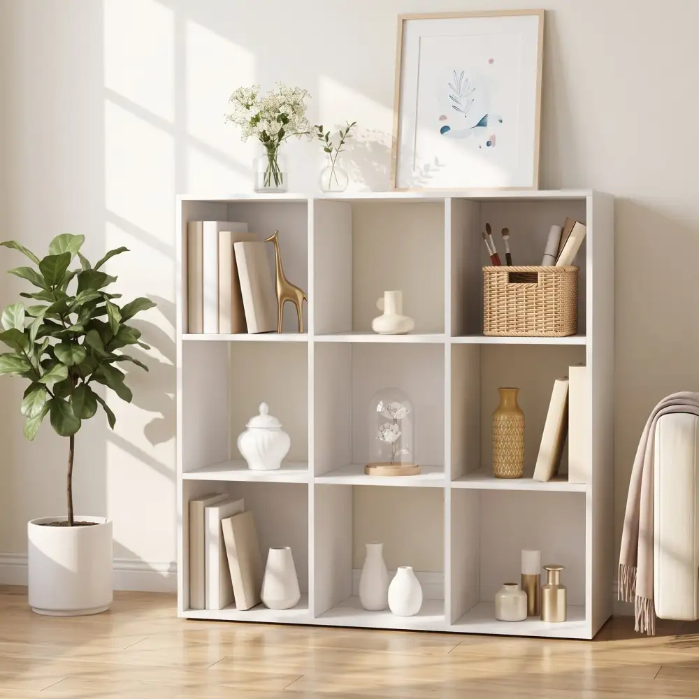 Contemporary Panel Construction Cube Bookshelf