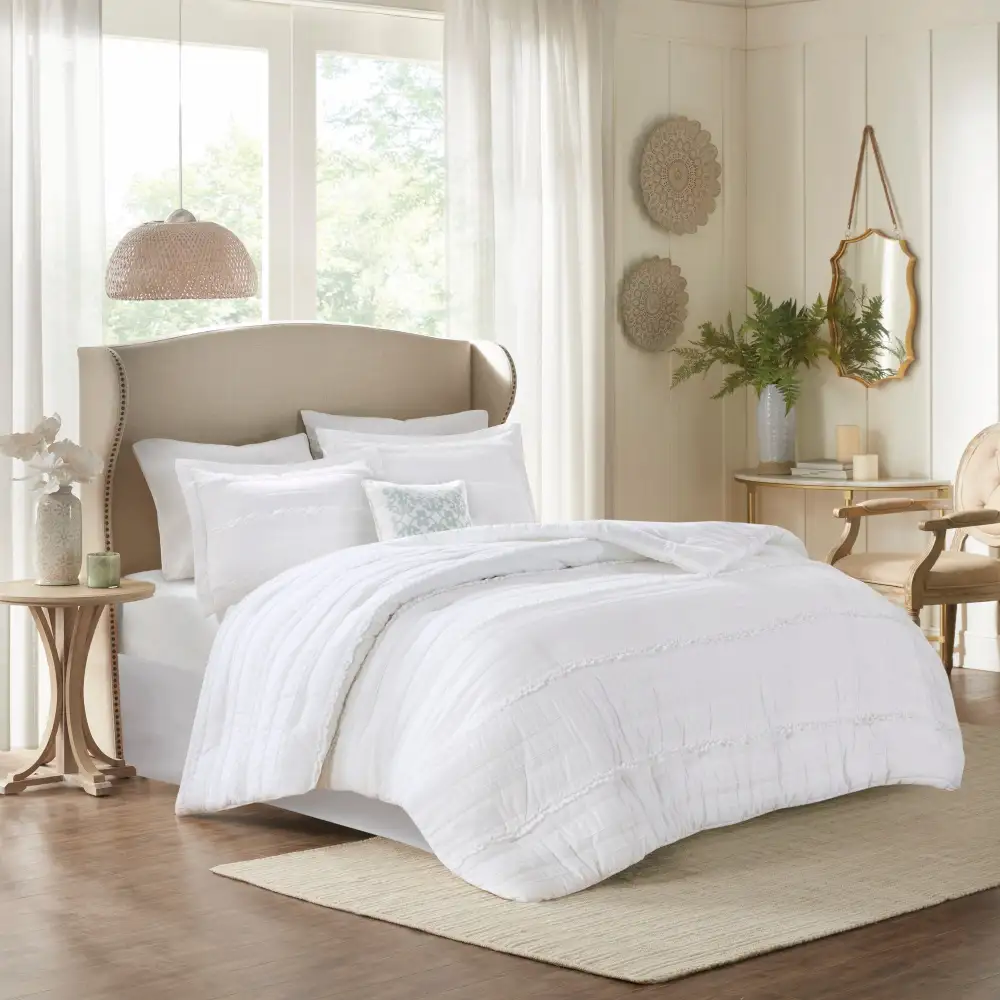 Clean Microfiber Ruffled Comforter Bedding Set